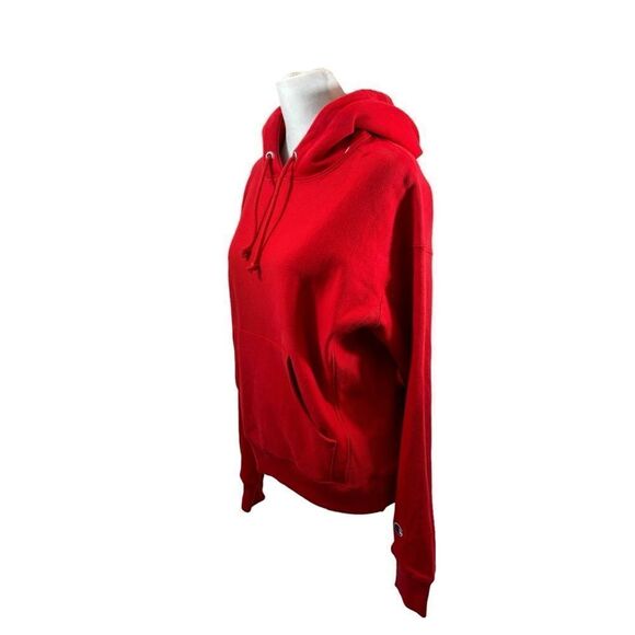 Ladies Champion Reverse Weave Red Plain Front Hoodie Sweatshirt Size Small - Picture 4 of 10